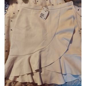 Cream pleated pencil skirt